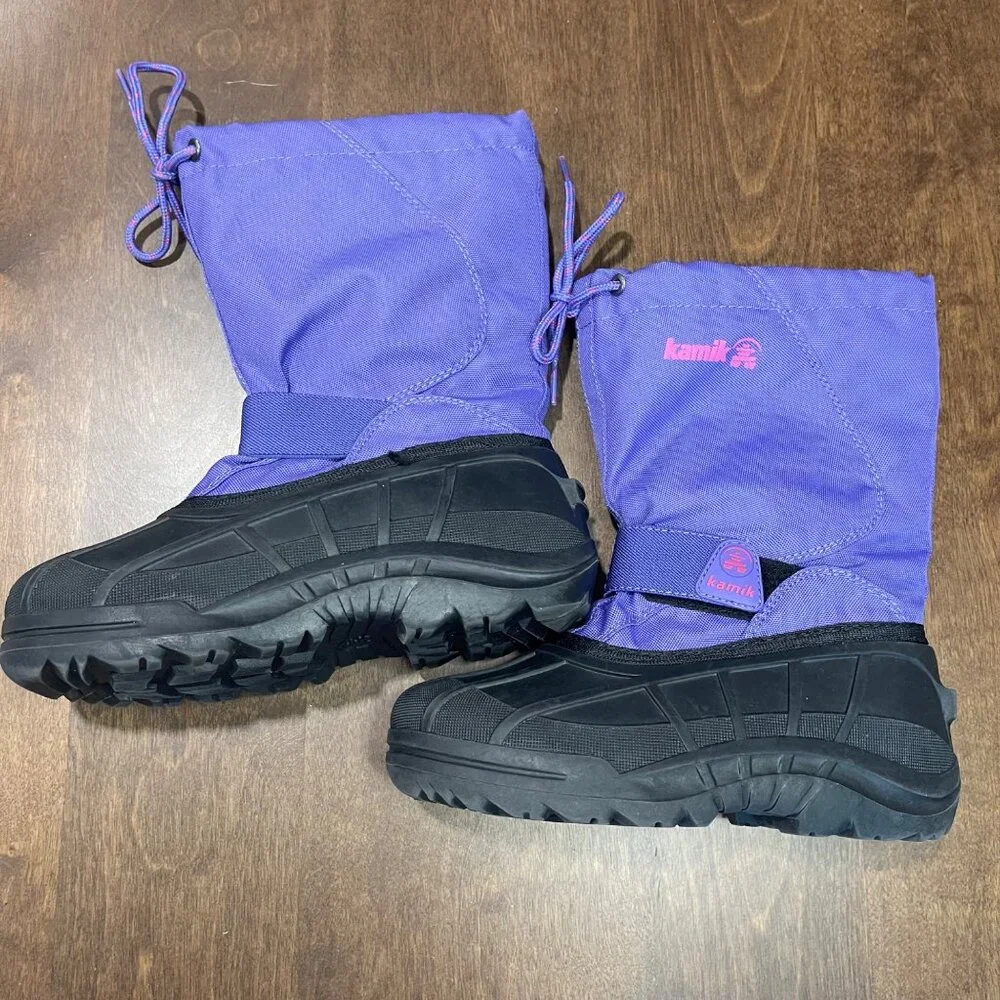 Kamik Reddeer 4 Cold‎ Weather Boots Youth Girls Size 2 Rain Snow Purple Black
